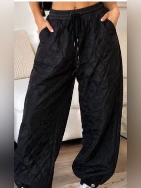 Sandy Liang Quilted Pants in Black